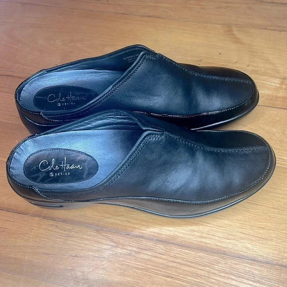 Cole Haan Mule Wedge Patent Leather Split Toe Slip-on Air Cushioning Black 7.5B - Picture 1 of 7